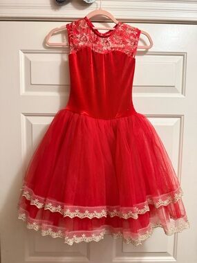 Revolution Red Velvet & Tulle Lace Party Dress